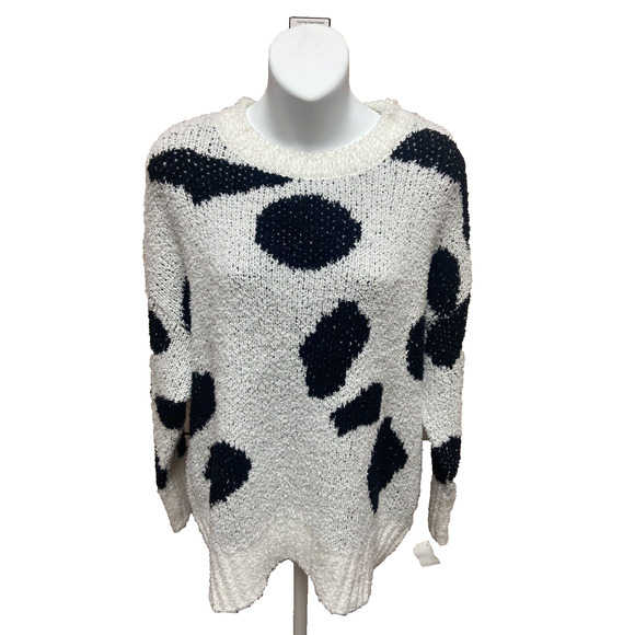 The Impeccable Pig Womens Sweater Size Small Pullover Black White Dots New - Picture 1 of 11